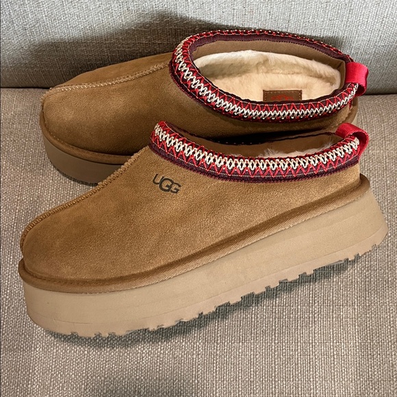 NEW UGG® Tazz Suede Platform Slipper Clogs Chestnut Size 8 - Picture 9 of 14